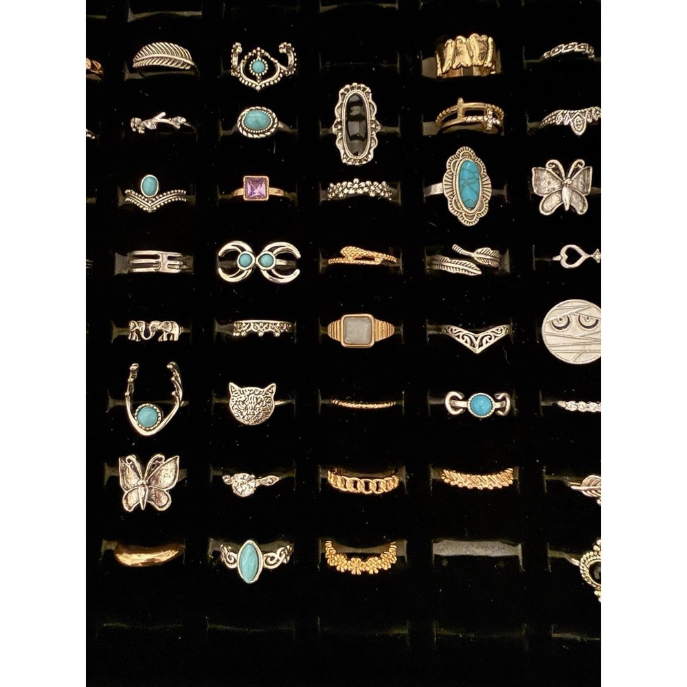 69 PC Boho Style Ring Set‎ With Black Velvet Case